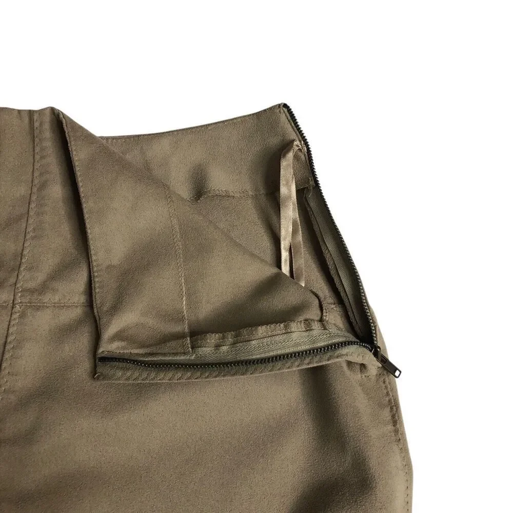 Vintage Express Skirt Womens 4 Tan Faux‎ Suede Pencil Side Zip Y2K Western Boho